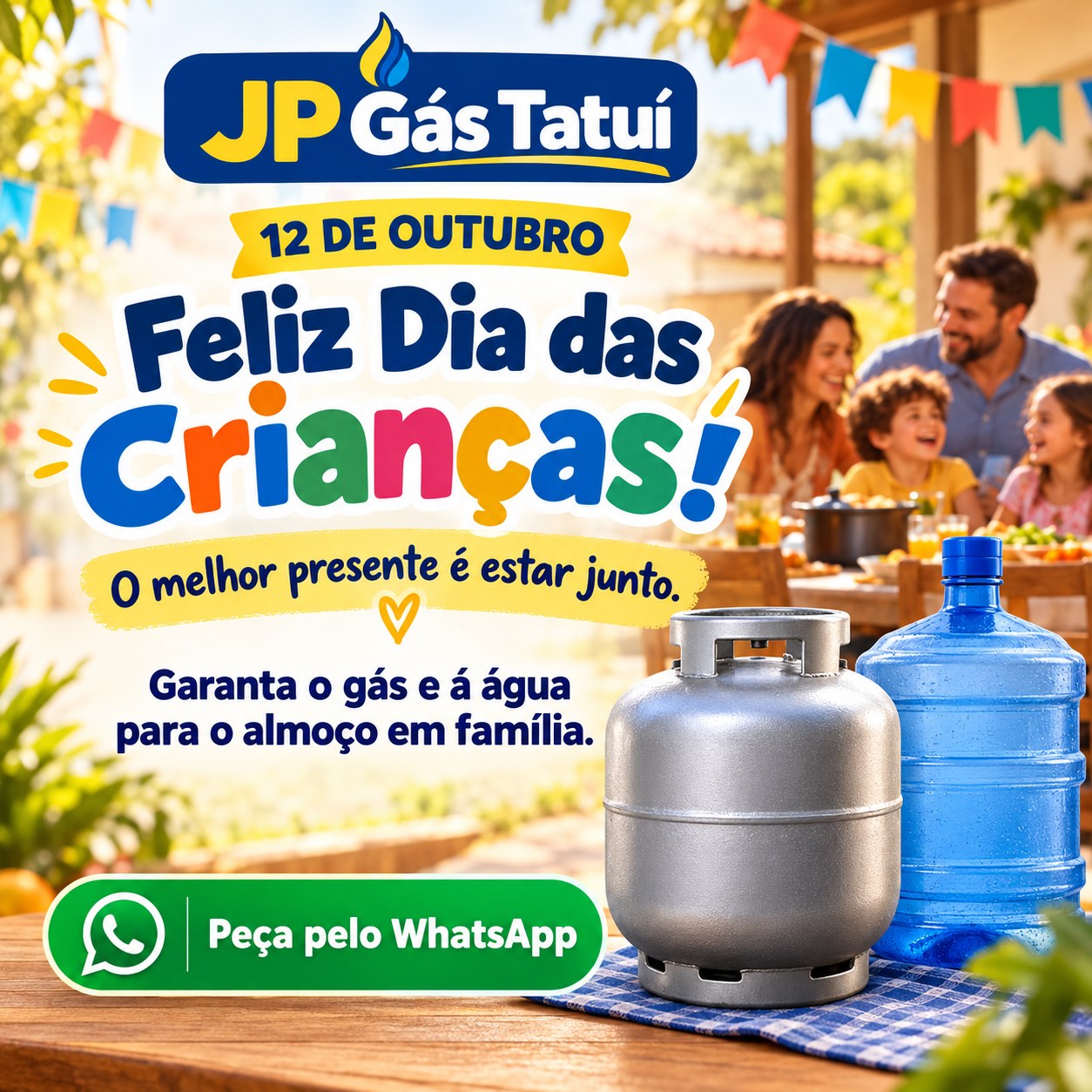 Dia das Crianças: gás e água para o almoço em família.